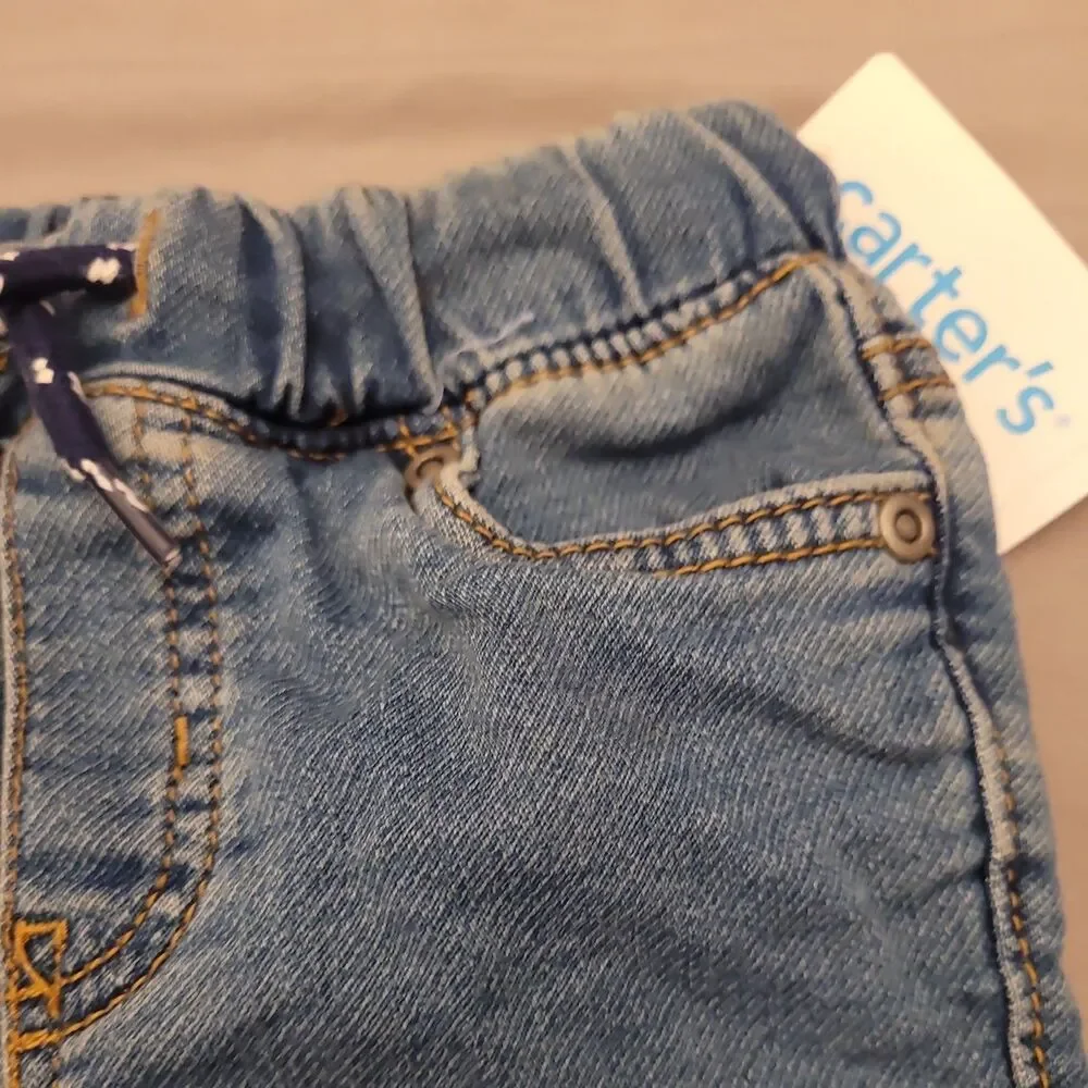 Carter's Toddler Pull-on Denim Pants Drawstring Elastic Waist 2T NWT